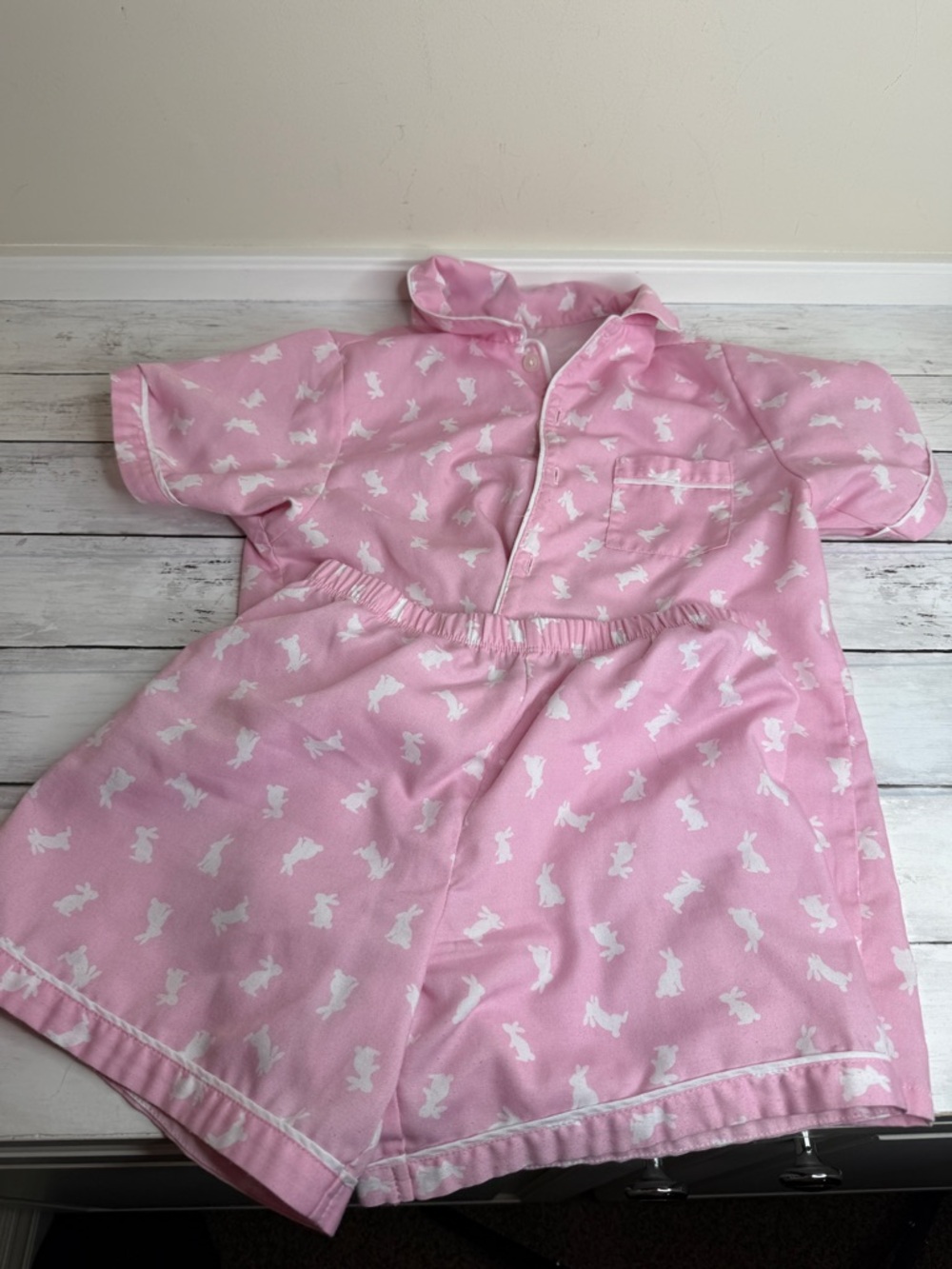 Janie and Jack Pink Bunny Short Pajama Set
